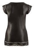 Cottelli CURVES Jurk wetlook met kanten accenten - Zwart