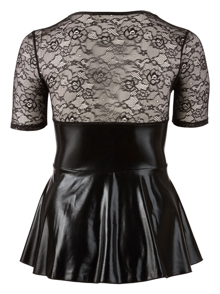 Cottelli CURVES Jurk met rode vetersluiting - Zwart