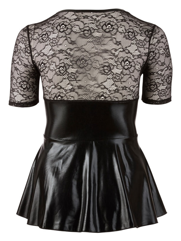 Cottelli CURVES jurk met rode vetersluiting XL - Zwart - Cottelli CURVES - SKU: 27152011051