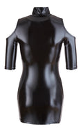 Cottelli PARTY Jurk met wetlook en opstaande kraag - Zwart
