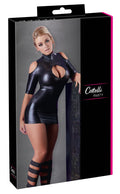 Cottelli PARTY Jurk met wetlook en opstaande kraag - Zwart