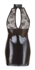 Cottelli PARTY Jurk met wetlook en kant - Zwart