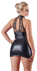 Cottelli PARTY Jurk met wetlook en kant - Zwart