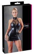 Cottelli PARTY Jurk met wetlook en kant - Zwart