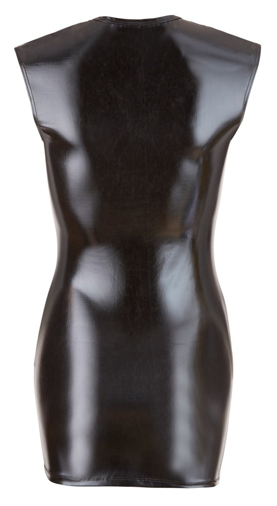 Cottelli PARTY Jurk wetlook met diep decolleté - Zwart