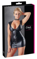 Cottelli PARTY Jurk wetlook met diep decolleté - Zwart