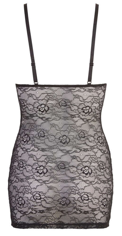 Cottelli LINGERIE Jurk met wetlook strepen en ritssluiting - Zwart - Cottelli LINGERIE - SKU: 27160201021