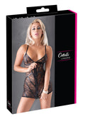 Cottelli LINGERIE Jurk met wetlook strepen en ritssluiting - Zwart