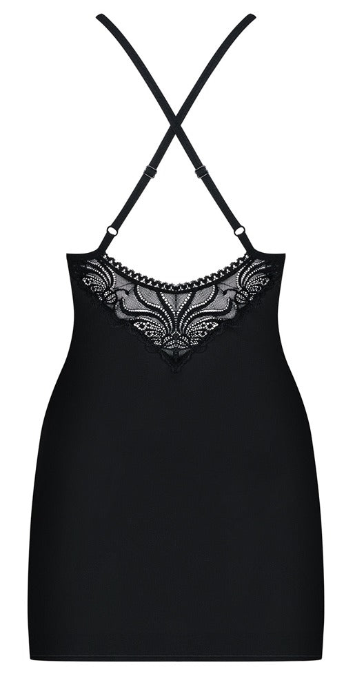 Obsessive Lingeriejurk met jarretels en kant - Zwart - Obsessive - SKU: 27170341111