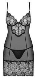 Obsessive Lingeriejurk semi-transparant met kant - Zwart