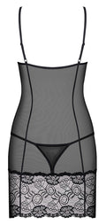 Obsessive Lingeriejurk semi-transparant met kant - Zwart