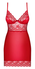 Obsessive Lingeriejurk met kant en verstelbare jarretels - Rood
