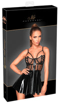 Noir Bustierjurk semi-transparant met jarretels - Zwart