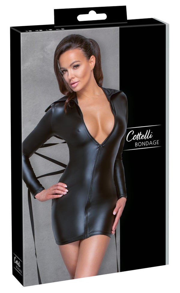 Cottelli BONDAGE jurk met hoge kraag - Zwart - Cottelli BONDAGE - SKU: 27178671021