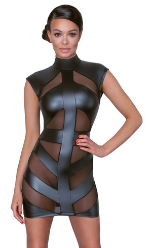 Cottelli PARTY Jurk met powernet en open rug - Zwart