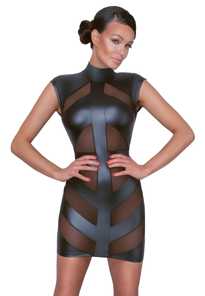 Cottelli PARTY Jurk met powernet en open rug - Zwart
