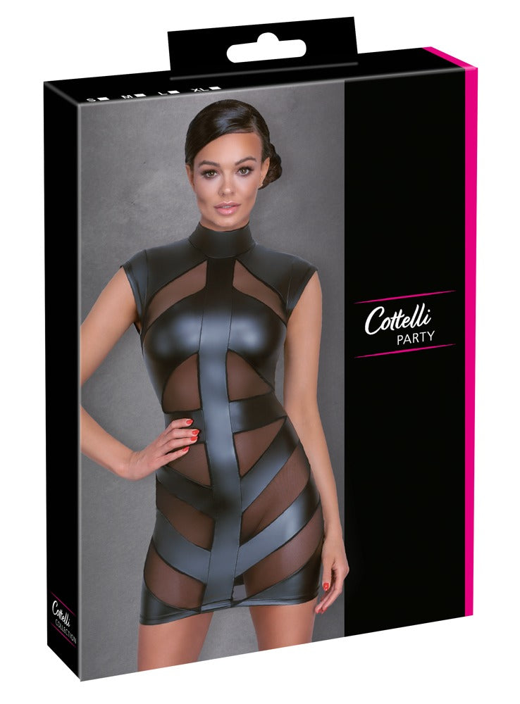 Cottelli PARTY Jurk met powernet en open rug - Zwart
