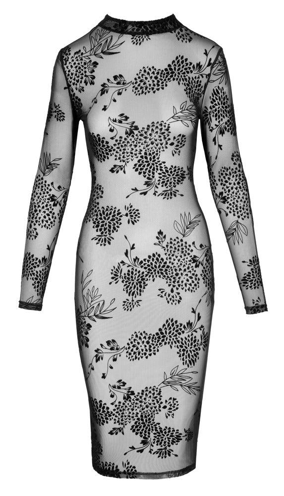 Noir Jurk transparant met fluwelen print - Zwart - Noir - SKU: 27179211021