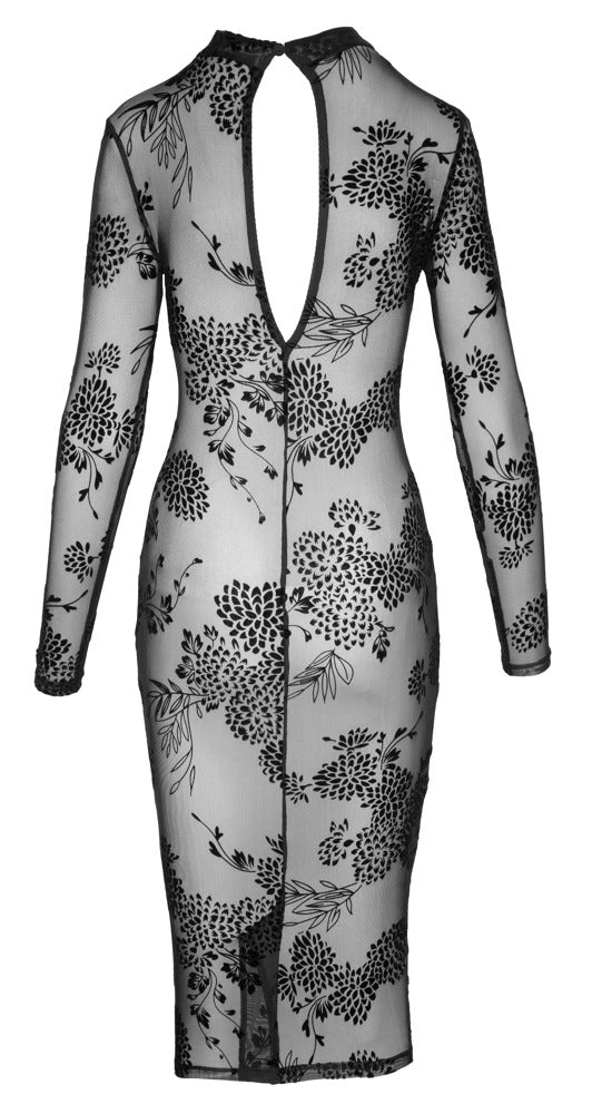 Noir Jurk transparant met fluwelen print - Zwart - Noir - SKU: 27179211021
