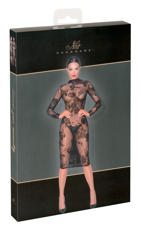 Noir Jurk transparant met fluwelen print - Zwart - Noir - SKU: 27179211021