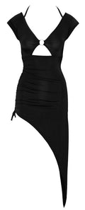 Cottelli PARTY asymmetrische jurk met ruches - Zwart