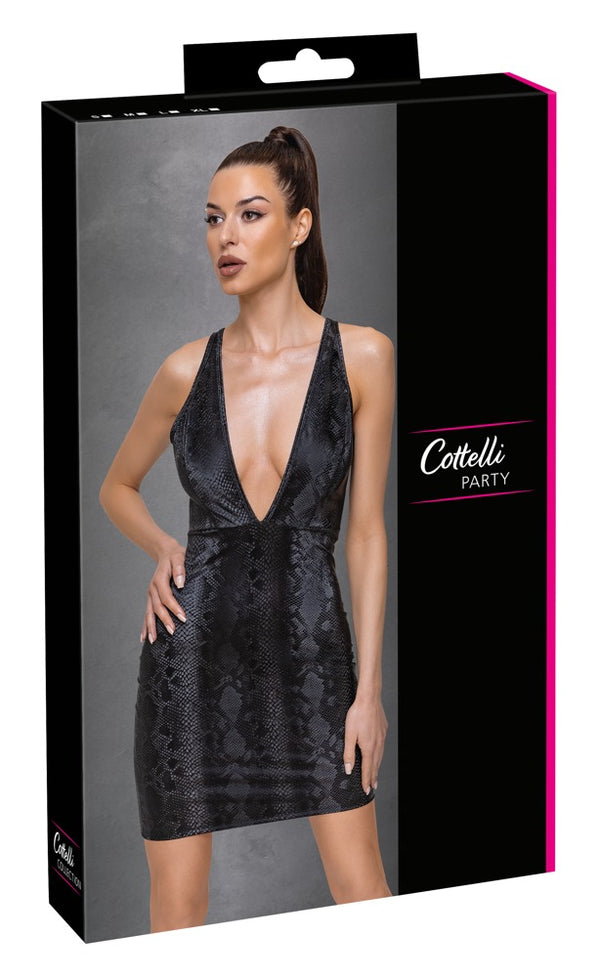 Cottelli PARTY glinsterend slangenleerjurk - Zwart - Cottelli PARTY - SKU: 27181621041