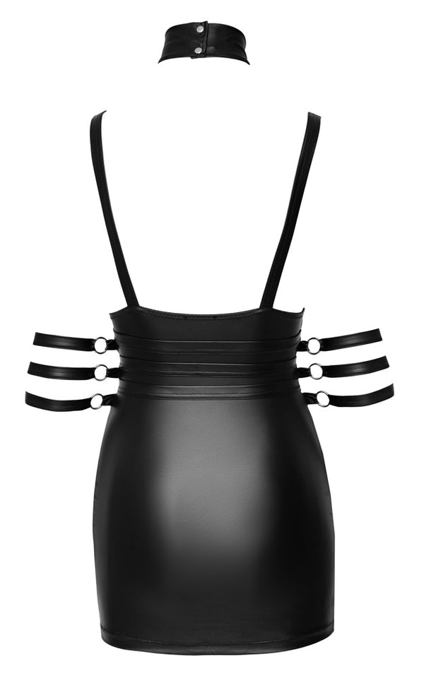 Cottelli BONDAGE rugloze jurk met bondage ringen - Zwart - Cottelli BONDAGE - SKU: 27181891021