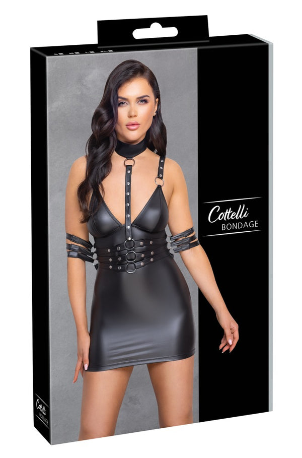 Cottelli BONDAGE rugloze jurk met bondage ringen - Zwart - Cottelli BONDAGE - SKU: 27181891021