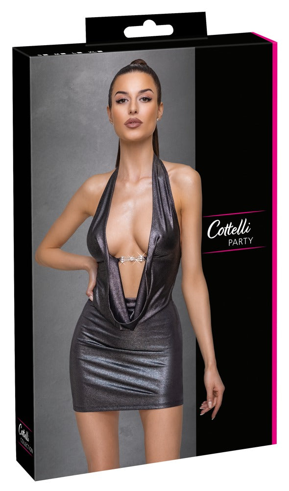 Cottelli PARTY glanzend zilver jurk - Zilver - Cottelli PARTY - SKU: 27181976021