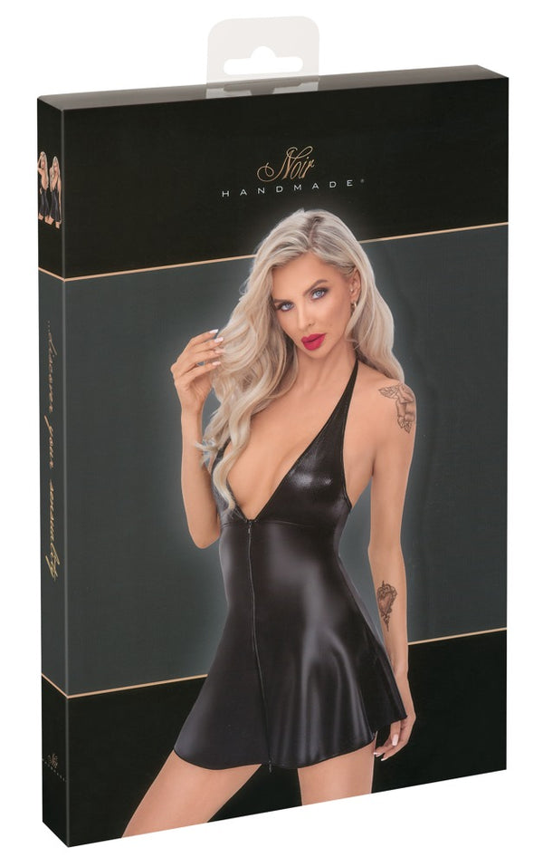 Noir Boudoirjurk met slangenleer en wetlook - Zwart - Noir - SKU: 27182601021