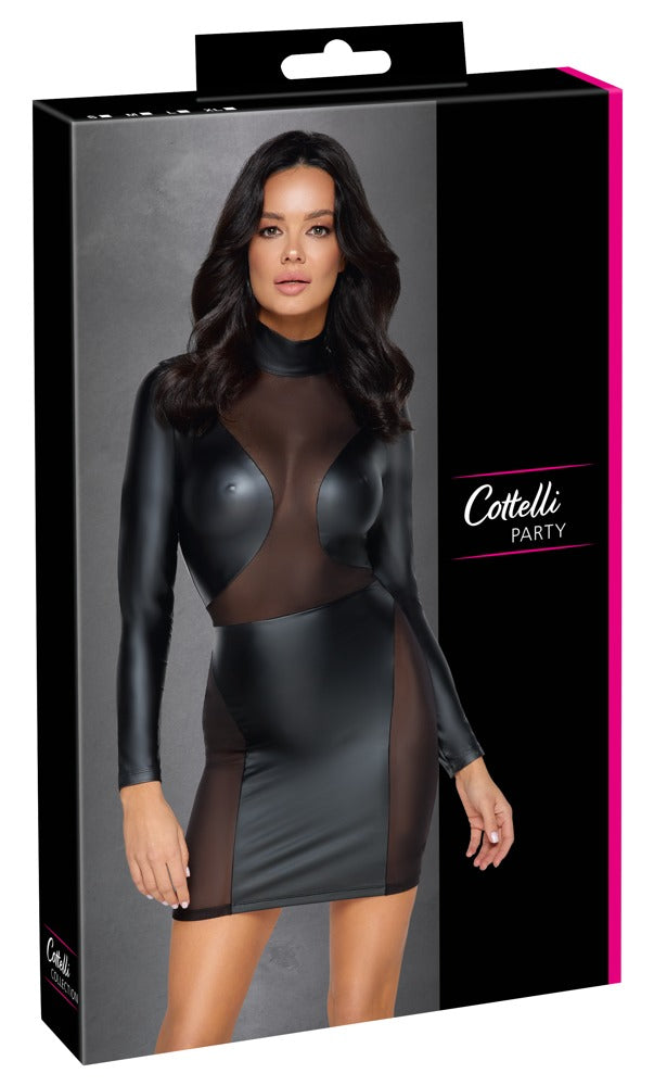 Cottelli PARTY Jurk transparant met powernet - Zwart