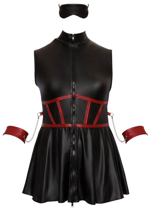 Cottelli BONDAGE mouwloze jurk met masker - Zwart - Cottelli BONDAGE - SKU: 27184481051