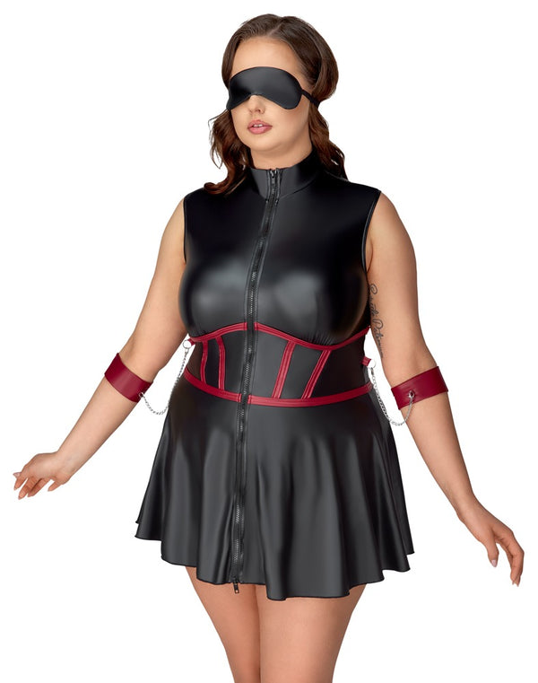 Cottelli BONDAGE mouwloze jurk met masker - Zwart - Cottelli BONDAGE - SKU: 27184481051