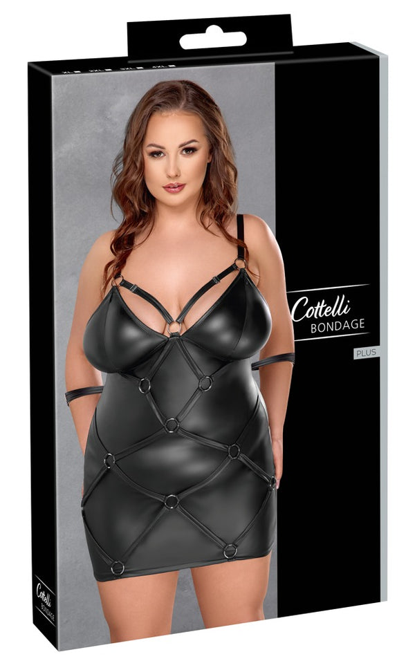 Cottelli BONDAGE bondage jurk met handboeien - Zwart - Cottelli BONDAGE - SKU: 27184561051
