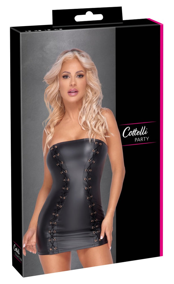 Cottelli Party strapless kokerjurk met veters - Zwart - Cottelli PARTY - SKU: 27184641021