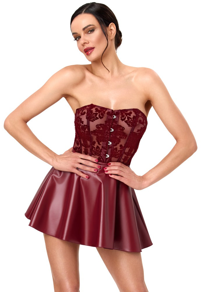Noir strapless korsetjurk - Rood