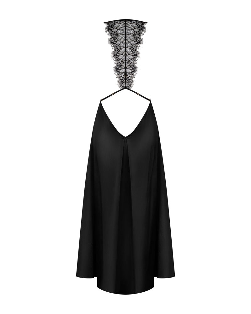 Obsessive Jurk met open rug en split - Zwart