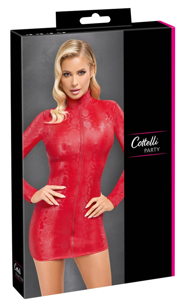 Cottelli PARTY slangenleerjurk - Rood - Cottelli PARTY - SKU: 27188203021