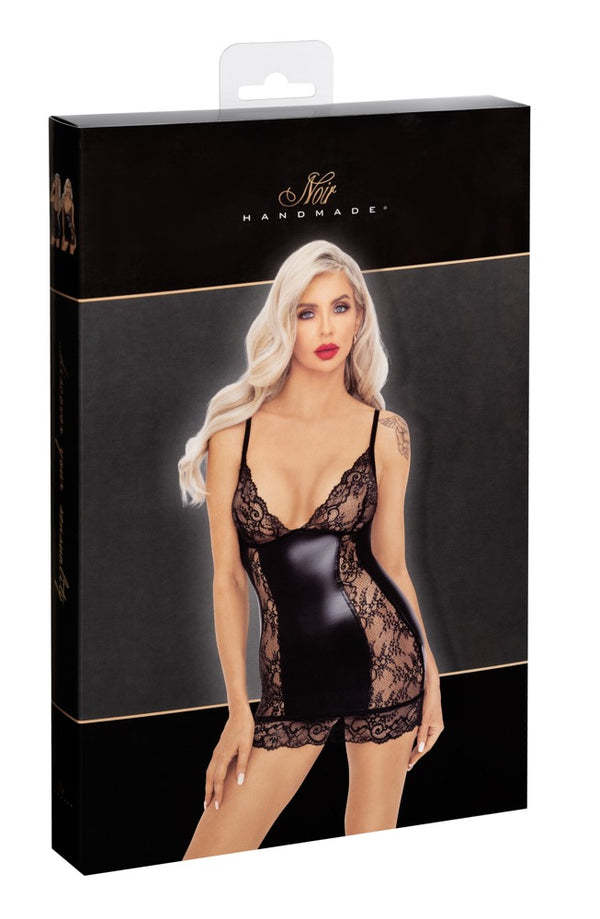 Noir power wetlook jurk - Zwart - Noir - SKU: 27189011051