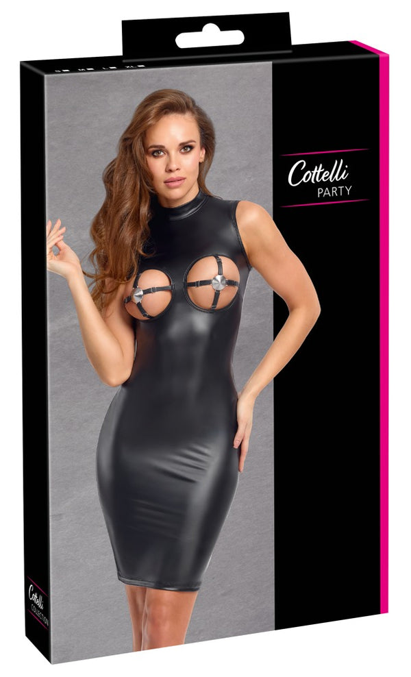 Cottelli PARTY Jurk met open borstgaten en jarretels - Zwart - Cottelli PARTY - SKU: 27191501021