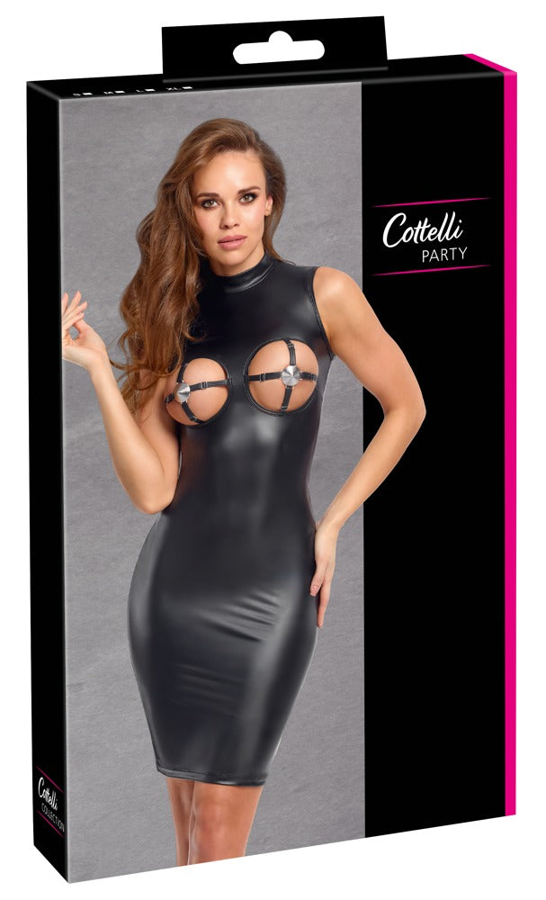 Cottelli PARTY Jurk met open borstgaten en jarretels - Zwart