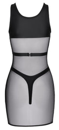 Cottelli PARTY Mini-jurk met harnas en zilverkleurige ringen - Zwart