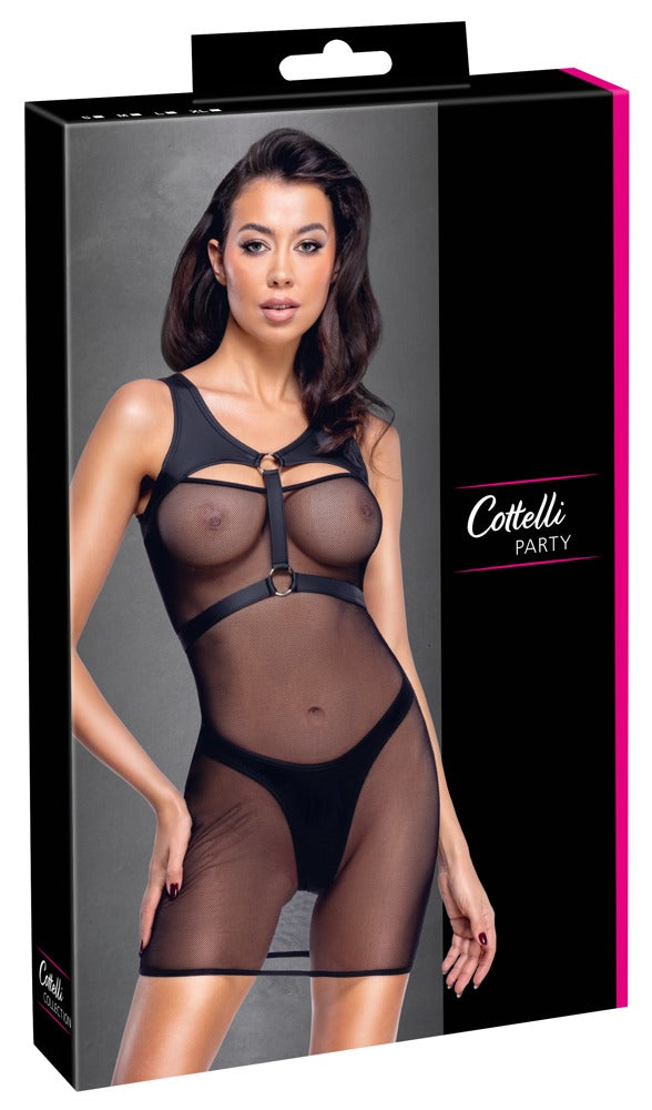 Cottelli PARTY mini-jurk met net harnas - Zwart - Cottelli PARTY - SKU: 27191691021