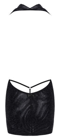 Noir Halterneck mini jurk met jarretels - Zwart