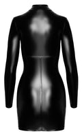 Noir Mini-jurk taps toelopend met powerwetlook - Zwart