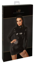 Noir Mini-jurk taps toelopend met powerwetlook - Zwart