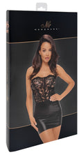 Noir Kokerjurkje strapless met kant en powerwetlook - Zwart