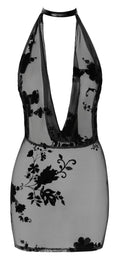Noir Mini-jurkje transparant met bloemenvlokprint - Zwart