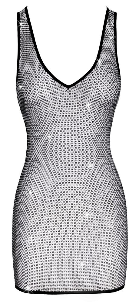 Cottelli PARTY Mini-jurk met jarretels en stras - Zwart - Cottelli PARTY - SKU: 27192581021