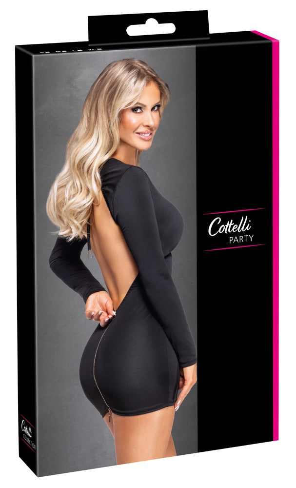 Cottelli PARTY Jurk met open rug en verstelbare hals - Zwart